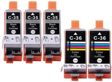 Compatible Canon PGI-35 CLI-36 Ink Cartridges Black and Color 5 Pack