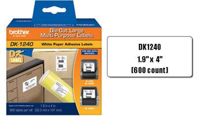 OEM Brother DK-1240 Die Cut Large Multi Purpose Labels DK1240 (2" x 4")