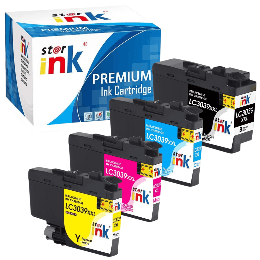 Starink Compatible Brother LC3039XXL, LC-3039, LC3039 Ultra Ink Cartridges BCYM 4 Pack 6000 Pages