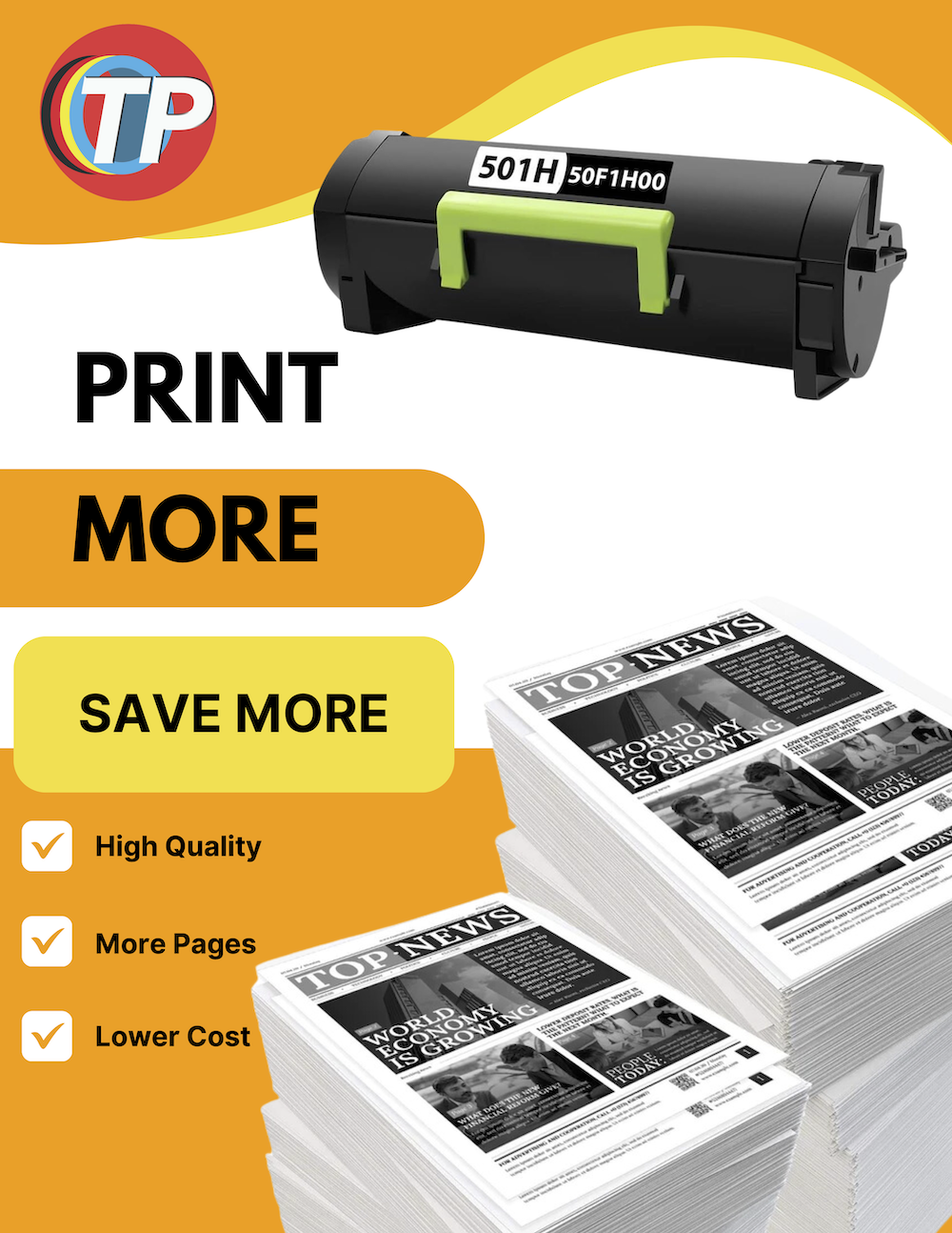 Compatible Lexmark 50F1H00, 501H Toner Cartridge 5000 Pages for Lexmark MS310, MS312, MS315, MS410, MS415, MS510, MS610