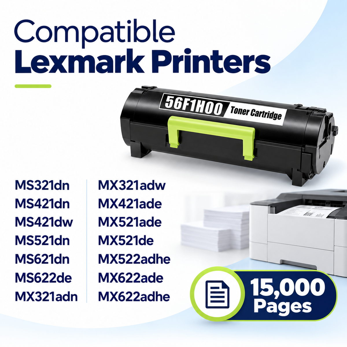 Compatible Lexmark 56F1H00 High Yield Toner Cartridge Black – 15,000 Pages