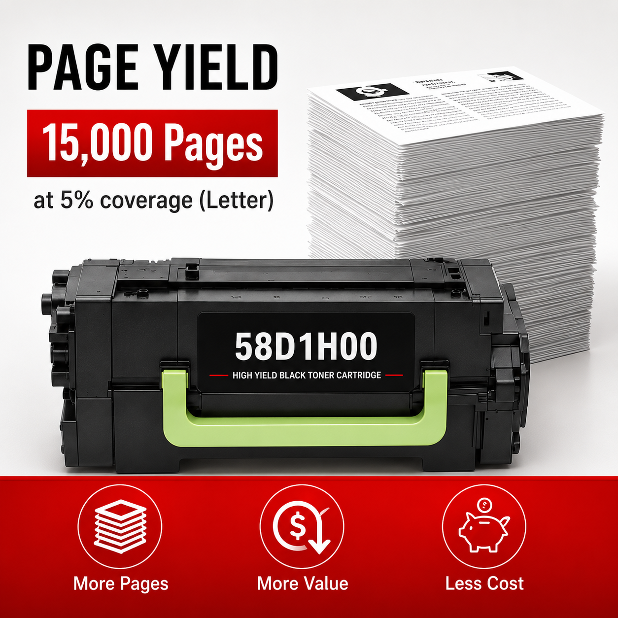 Compatible Lexmark 58D1H00 Black Toner Cartridge – 15,000 Pages