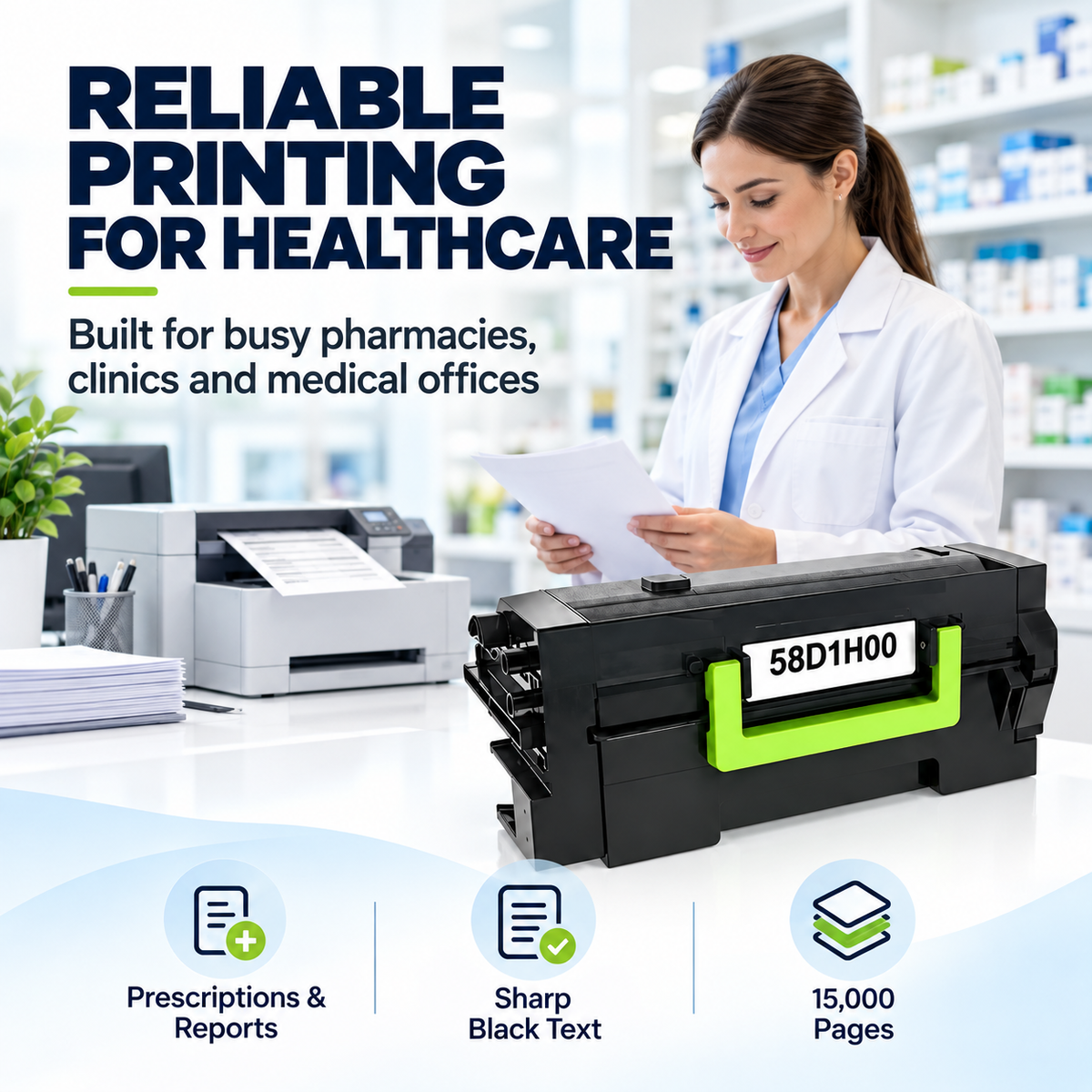 Compatible Lexmark 58D1H00 Black Toner Cartridge – 15,000 Pages