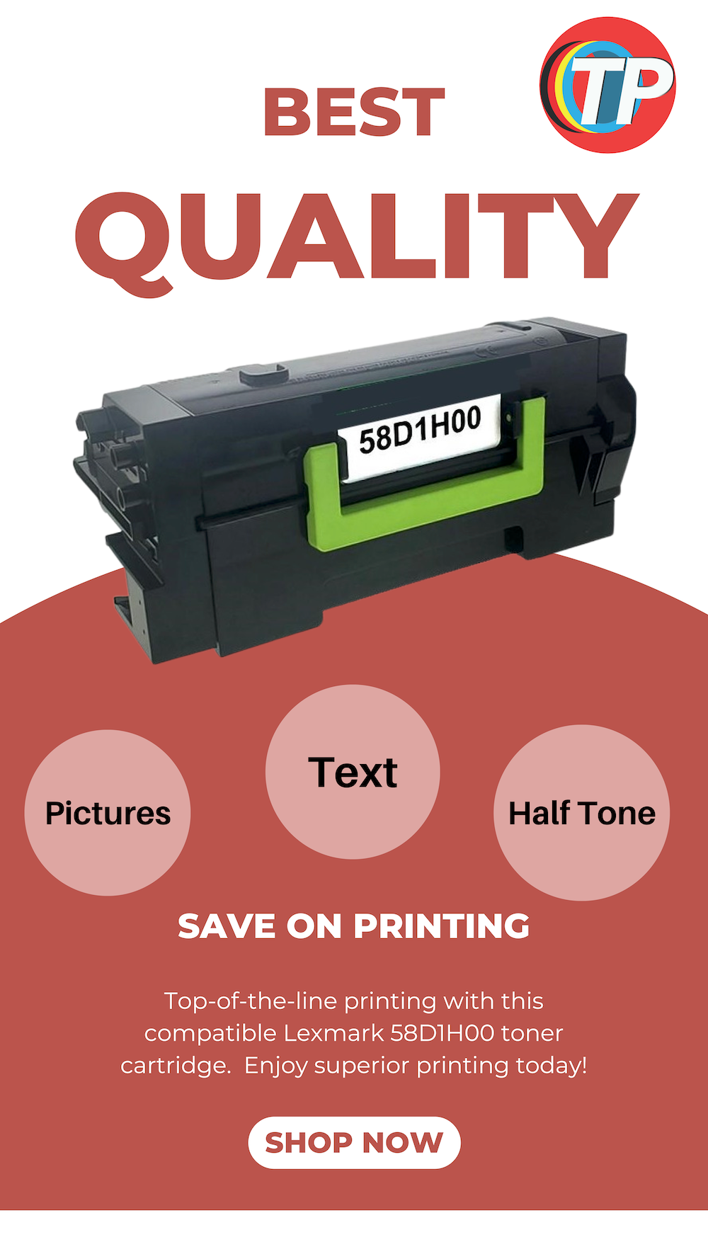 Premium Lexmark 58D1H00 Toner Cartridge For MS725, MS821, MS822, MS823, MS825, MS826, MX721, MX722 - 15K