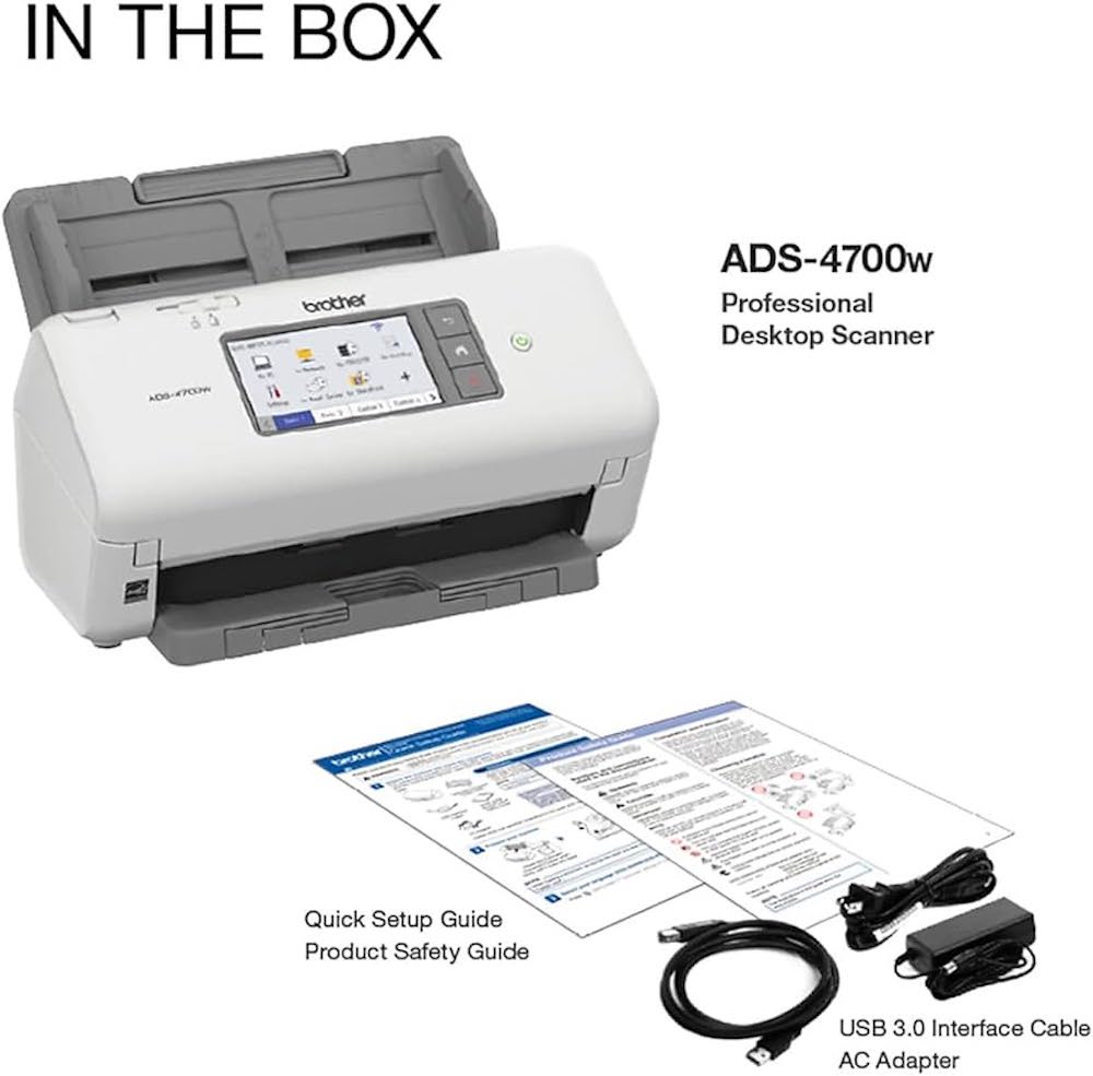Brother Professional Desktop ADS-4700W Scanner with Display Wireless