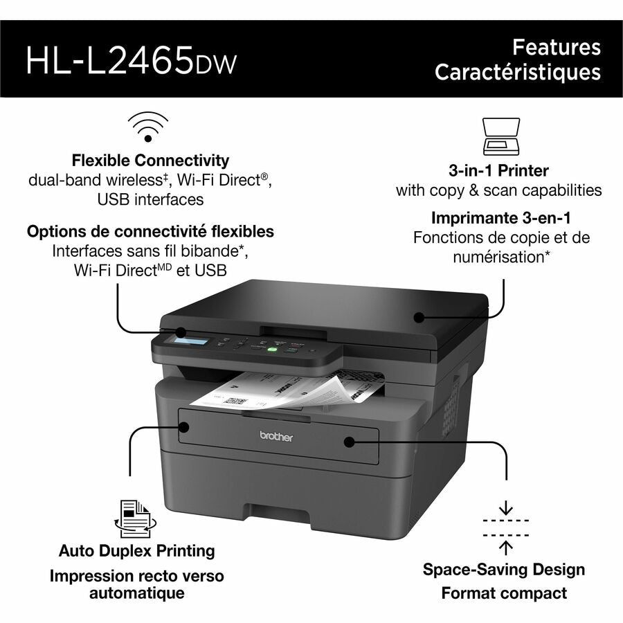 Brother HL-L2465DW Business Monochrome, Wireless, Duplex - Print, Copy, Scan