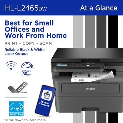 Brother HL-L2465DW Business Monochrome, Wireless, Duplex - Print, Copy, Scan