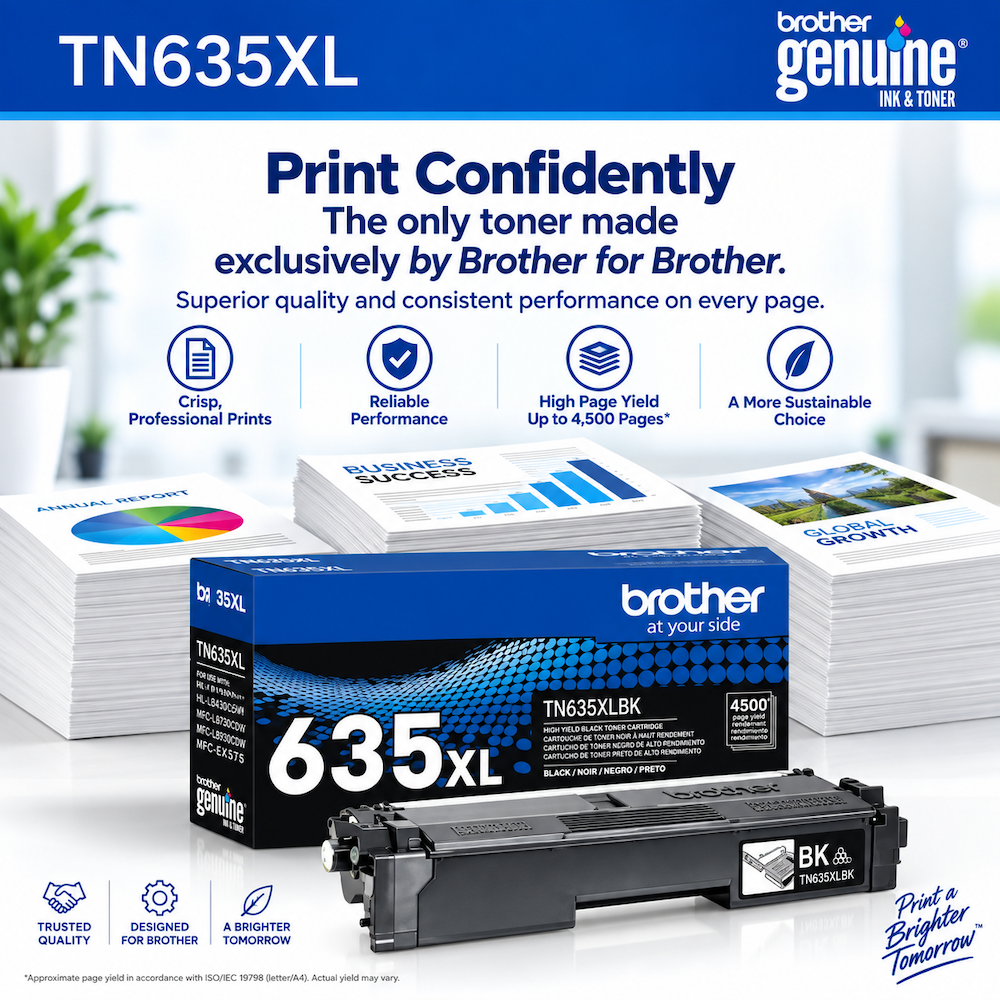 OEM Brother TN635XLBK, TN-635XLBK Toner Cartridge Black 5500 Pages