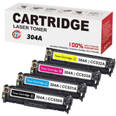 Compatible HP 304A, CC530A, CC531A, CC532A, CC533A Toner Cartridges Value Pack