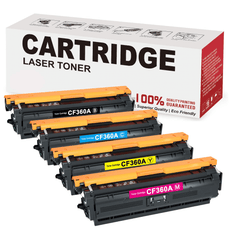 Compatible HP 508A CF360A CF361A CF363A CF362A Toner Cartridges Value Pack