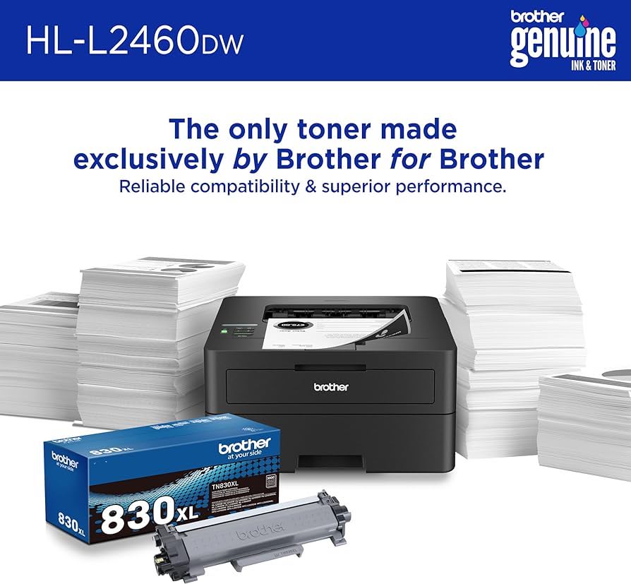 Brother Wireless HL-L2460DW Compact Monochrome Laser Printer, Duplex and Mobile Printing
