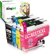 KingJet Compatible Brother LC3037, LC3037 Ink Cartridges BCYM Value Pack 3000 Pages