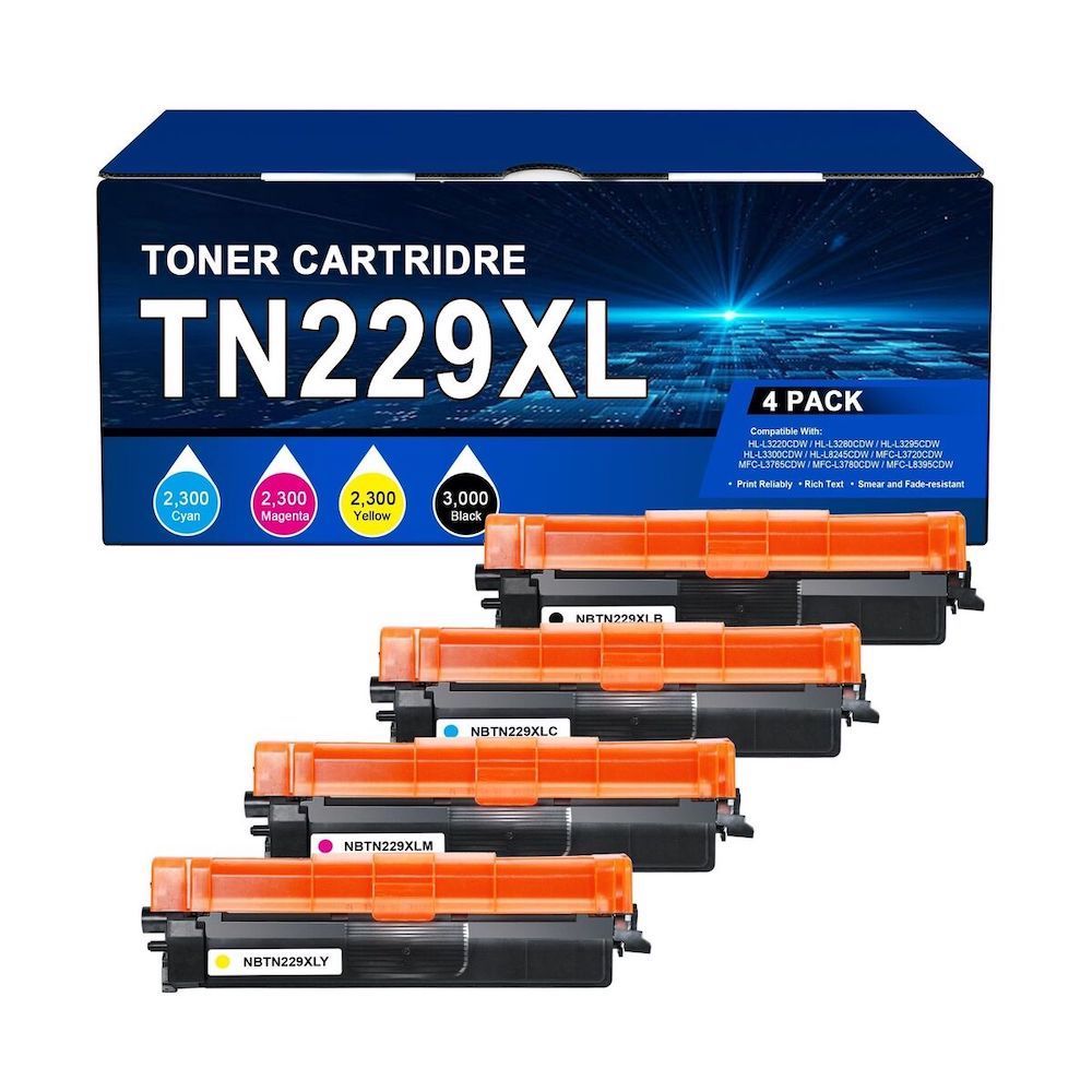 Compatible Brother TN229, TN229XL Toner Cartridges High Yield BCYM 4 Pack