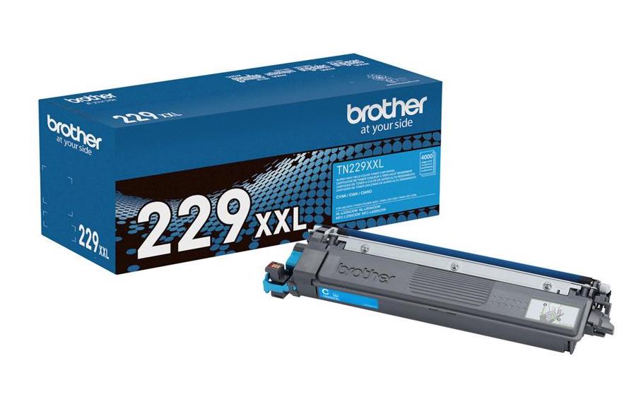 OEM Brother TN229XXLC Super High Yield Cyan Toner Cartridge – 4,000 Pages.