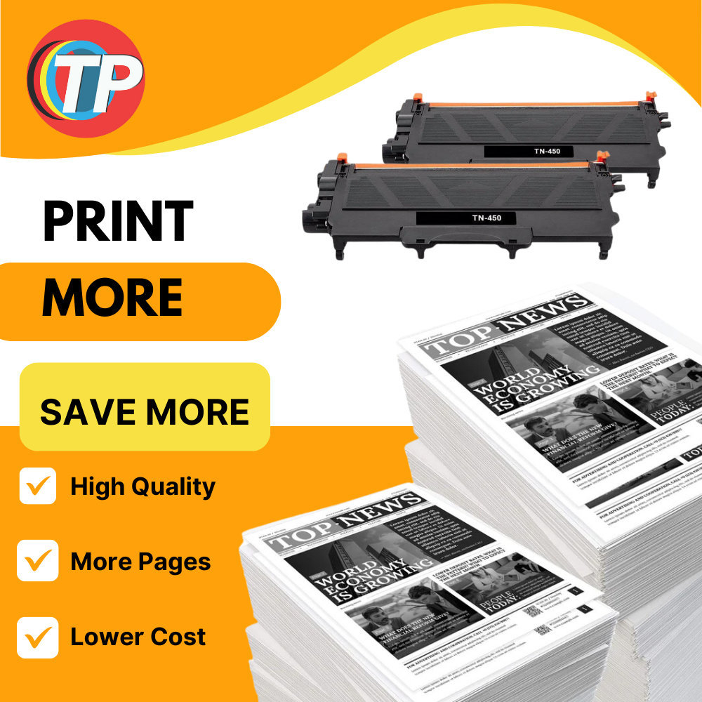 Compatible Brother TN-450 Toner Cartridge Black 2.6K 2 Pack