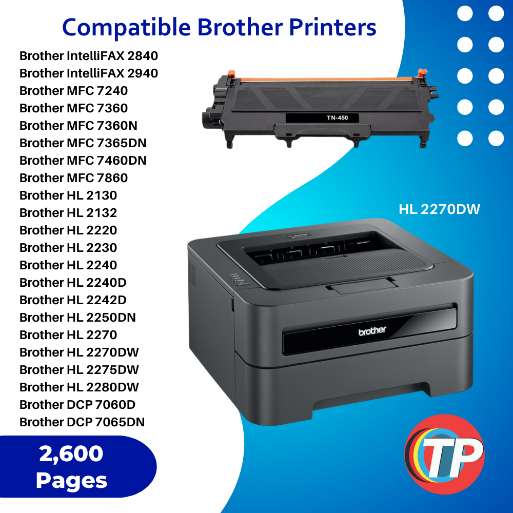 Compatible Brother TN450, TN-450 Toner Cartridge Black 2.6K