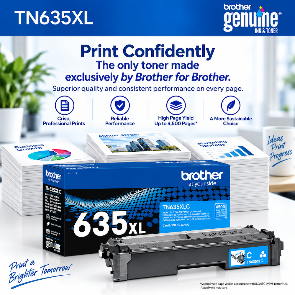 OEM Brother TN635XLC, TN-635XLC Toner Cartridge Cyan 4500 Pages