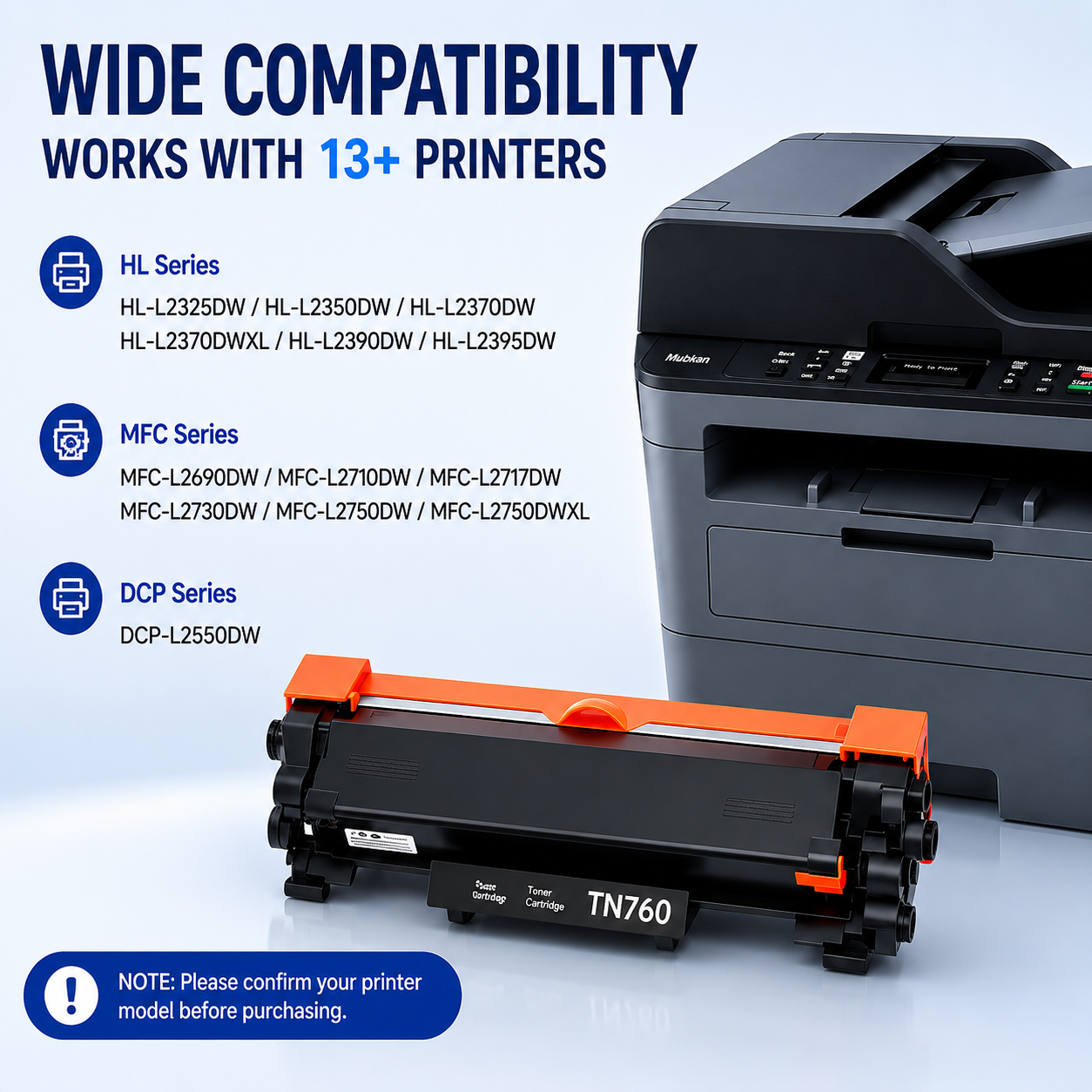 Compatible Brother TN760 Toner Cartridge Black With Chip 3000 Pages