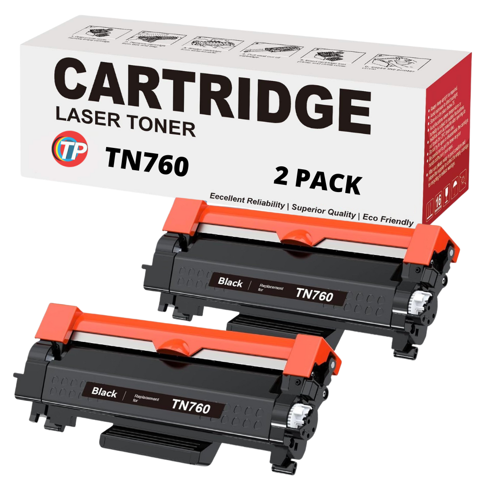Compatible Brother TN760 Toner Cartridge Black With Chip 2 Pack 6000 Pages
