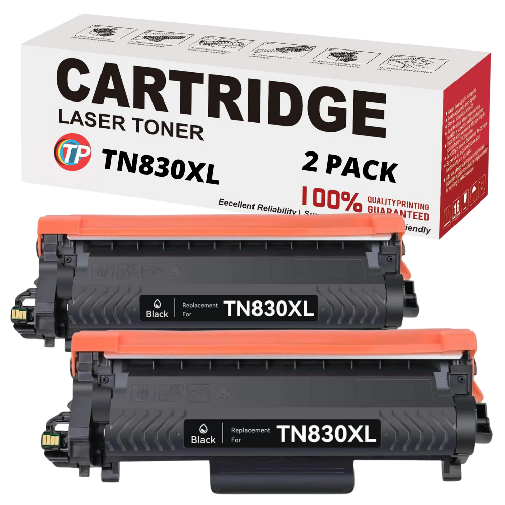 Compatible Brother TN830XL, TN-830XL Toner Cartridge High Yield 2 Pack - 6000 Pages