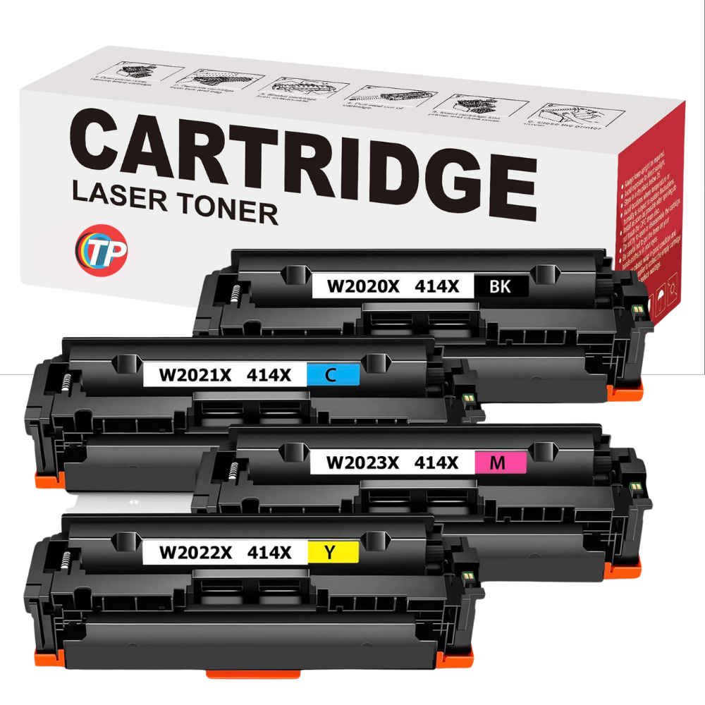 Compatible HP 414X, W2020X, W2021X, W2022X, W2023X Toner Cartridge With Chip 4 Pack