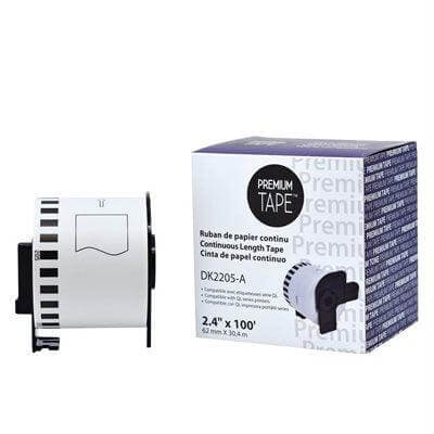 Compatible Brother DK-2205 Black/White Continuous Length Paper Tape DK2205 (2.4