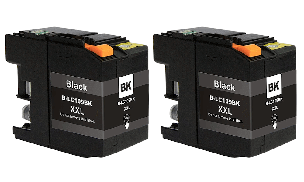 Compatible Brother LC-109BK, LC109BK Ink Cartridge Black 2 Pack 2.4K - TonerParts