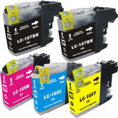 Compatible Brother LC107 and  LC105 Ink Cartridges BCYM 5 Pack