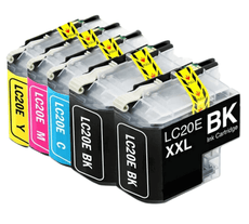 Compatible Brother LC20E, LC-20E Ink Cartridges BCYM 2.4K Pages 5 Pack