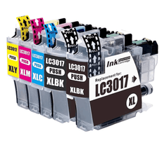Compatible Brother LC3017XL, LC-3017XL Ink Cartridges Pigment BCYM 5 Pack
