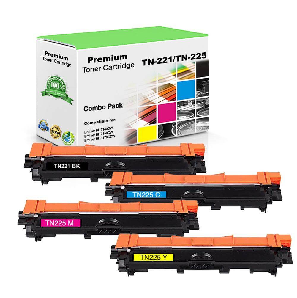Compatible Brother TN-221 TN-225 Toner Cartridges BCYM Value Pack - TonerParts