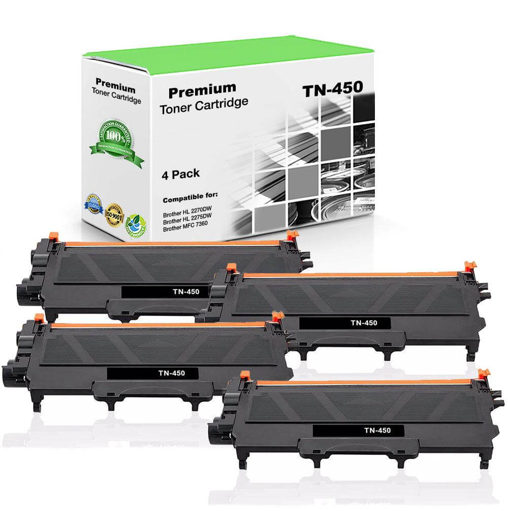 Compatible Brother TN-450 Toner Cartridge Black 2.6K 4 Pack - TonerParts