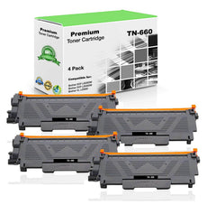 Compatible Brother TN-660 Toner Cartridge Black 4 Pack 2.6K