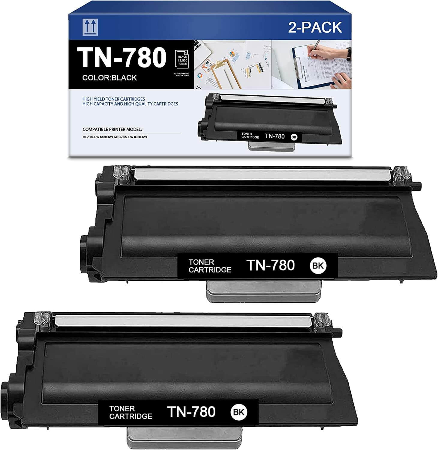 Compatible Brother TN-780 Toner Cartridge Black 12K 2 Pack - TonerParts