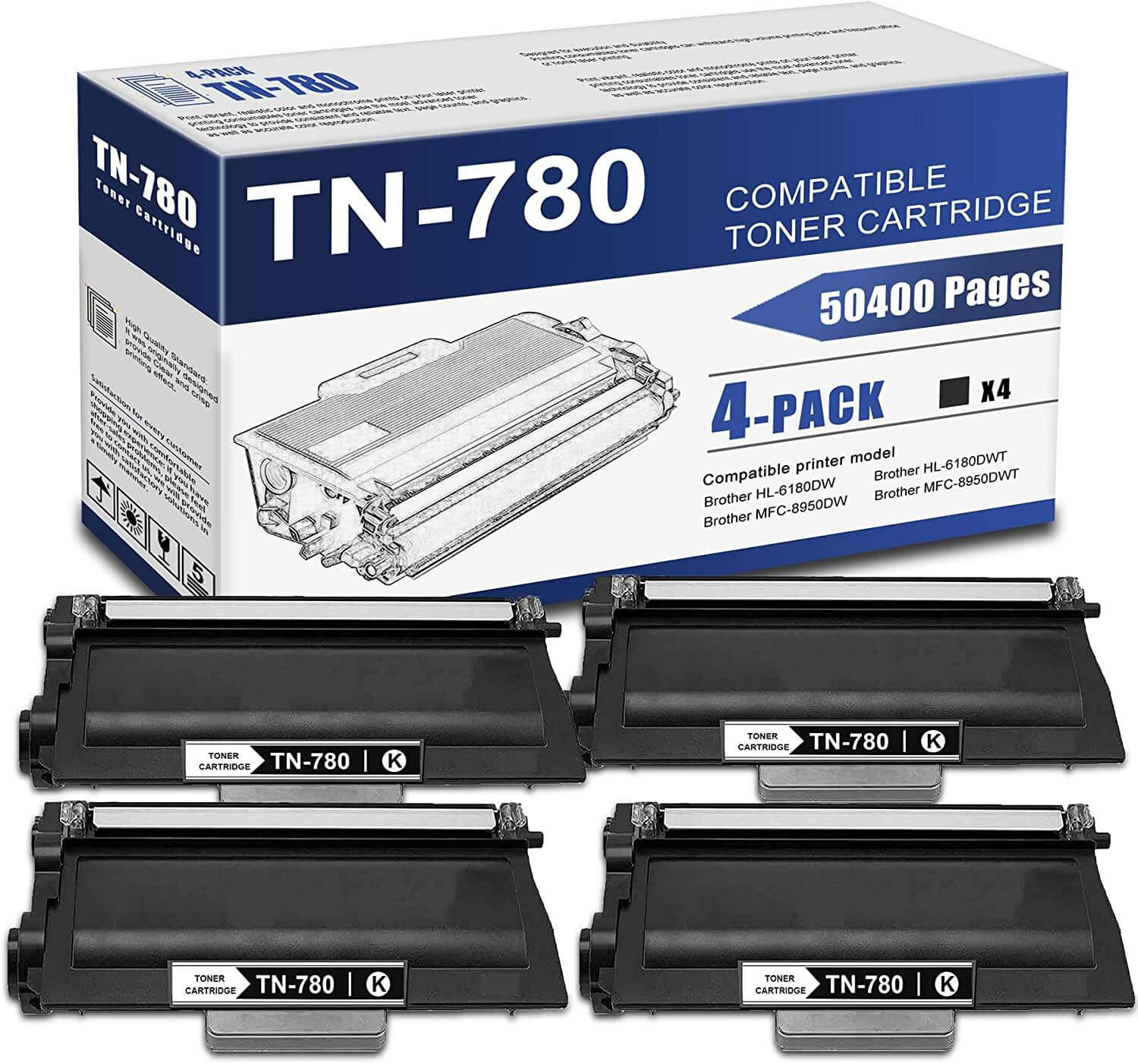 Compatible Brother TN-780 Toner Cartridge Black 12K 4 Pack - TonerParts