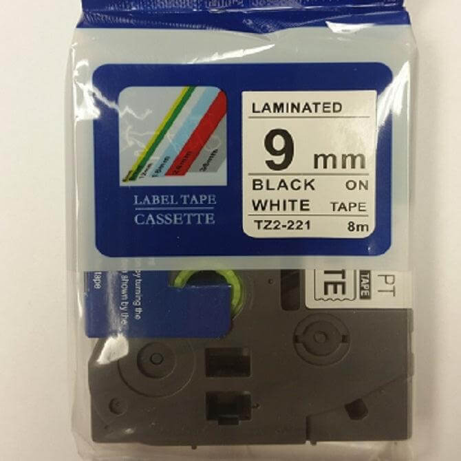 Compatible Brother TZE-221 TZ Label Tape Cartridge Black on White 9mm x 8m