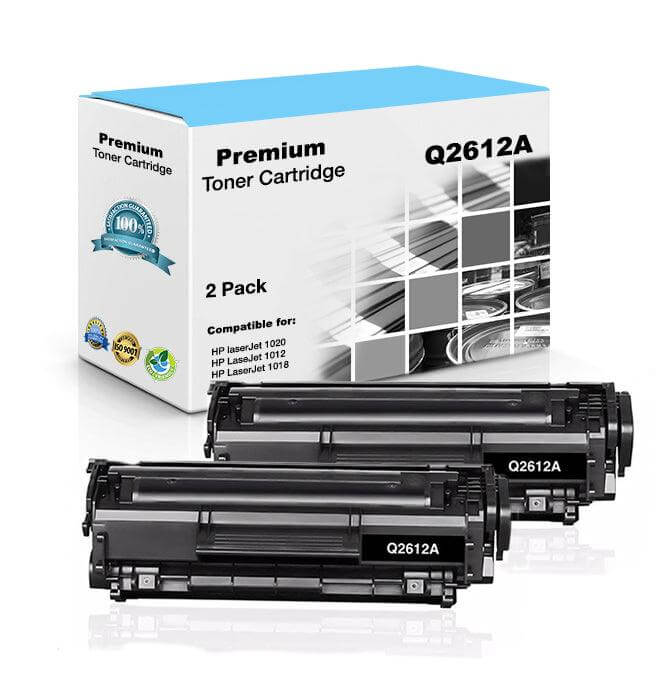Compatible HP Q2612A 12A Toner Cartridge Black 2.5K 2 Pack - TonerParts