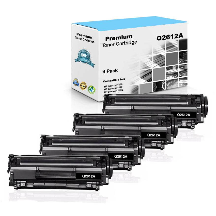 Compatible HP Q2612A 12A Toner Cartridge Black 2.5K 4 Pack - TonerParts