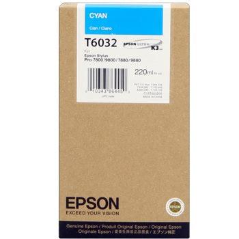 Epson T603200, T6032 OEM Ink Cartridge For Stylus Pro 7800 Cyan - 220ml - TonerParts