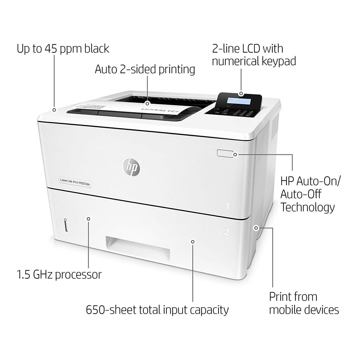 HP LaserJet Pro M501dn Laser Monochrome Printer Capacity 100000 pages/month - TonerParts