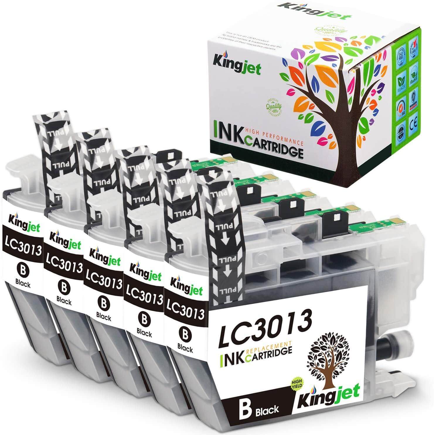 Kingjet Compatible Brother LC3013XL Ink Cartridge Black Value 5 Pack - TonerParts
