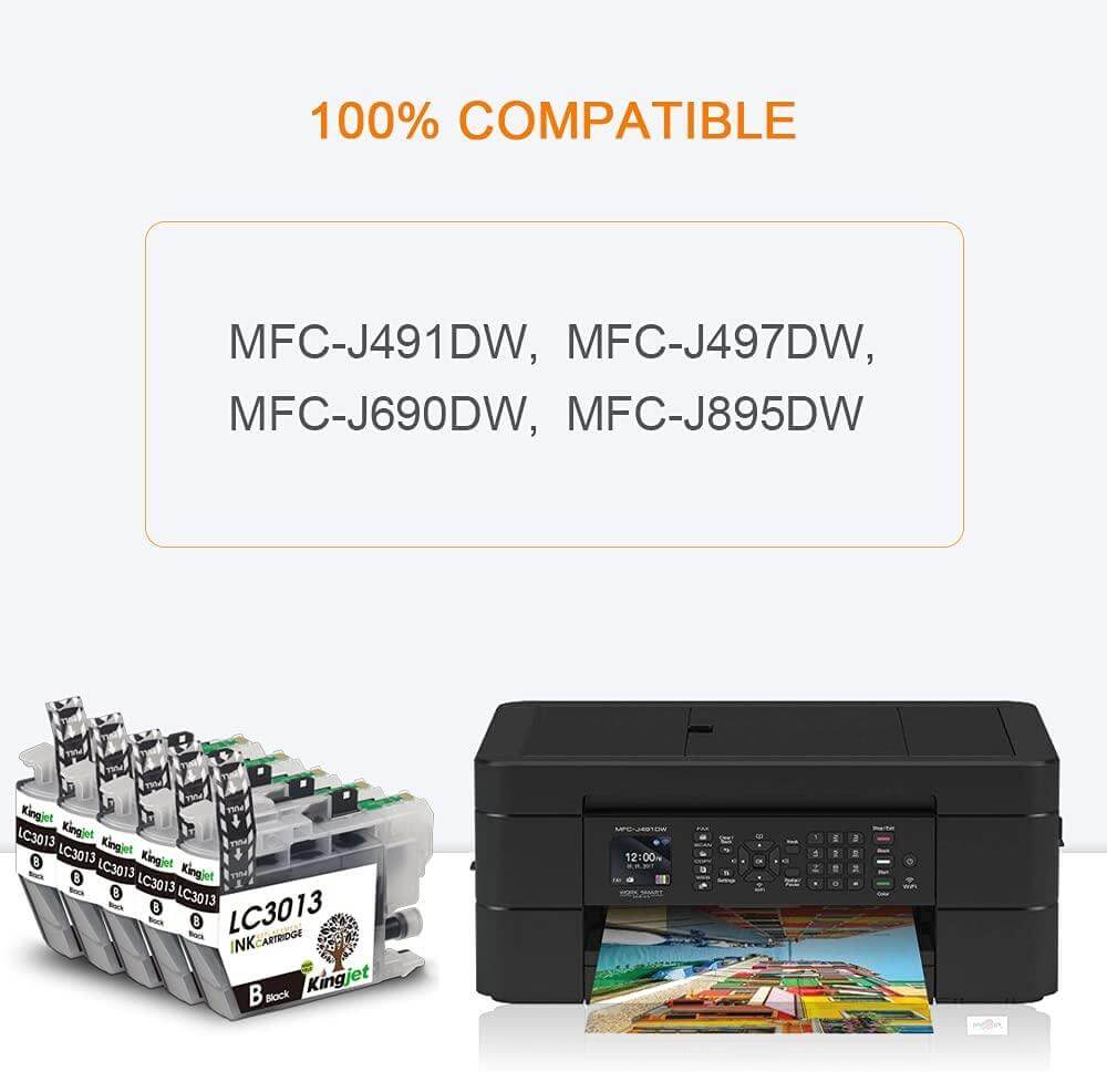 Kingjet Compatible Brother LC3013XL Ink Cartridge Black Value 5 Pack - TonerParts