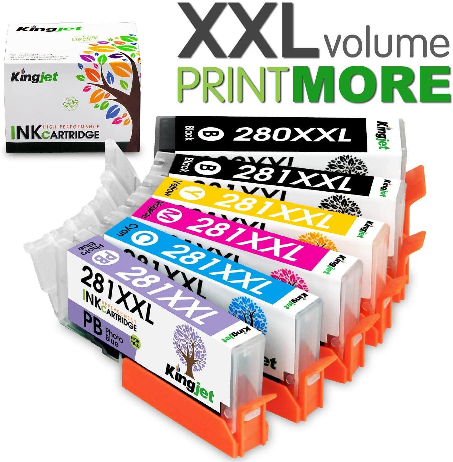 KingJet Compatible Canon PGI-280XL CLI-281XL Cartridges Value 6 Pack - TonerParts
