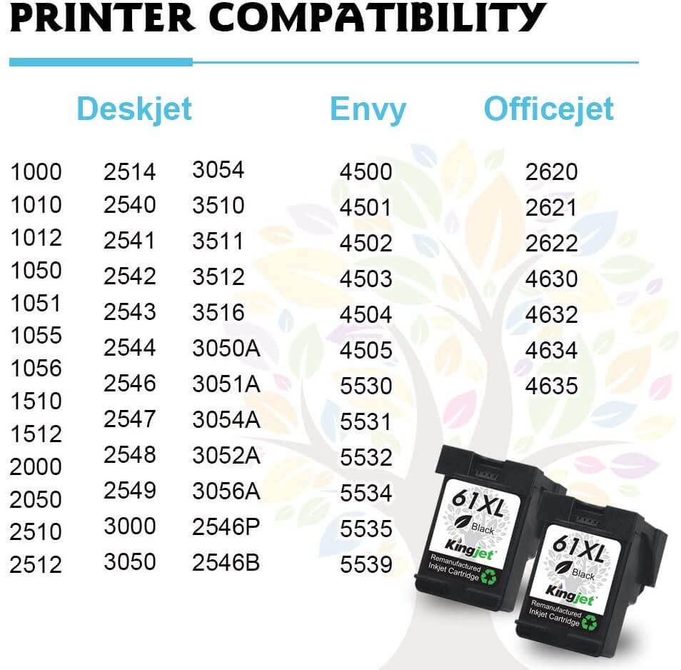 KingJet Compatible HP 61XL CH563WN Ink Cartridge 2 Pack 480 Pages - TonerParts