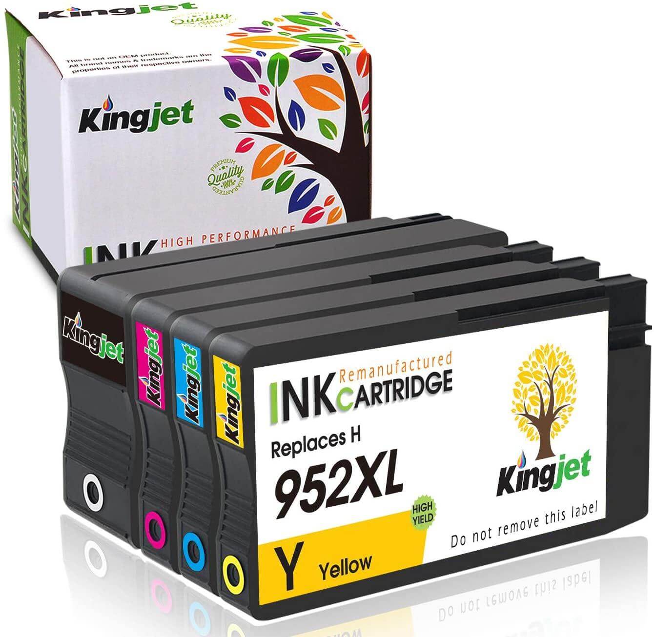 KingJet Compatible HP 952XL Ink Cartridges for BCYM Value 4 Pack - TonerParts