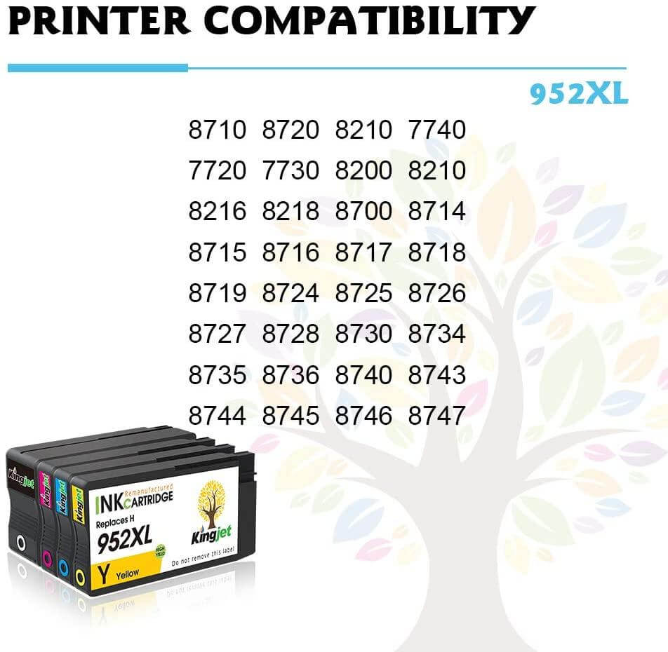 KingJet Compatible HP 952XL Ink Cartridges for BCYM Value 4 Pack - TonerParts