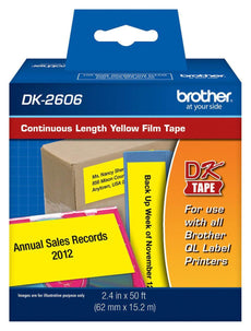 OEM Brother DK-2606 Black/Yellow Continuous Length Film Tape DK2606 (2.4" x 50')