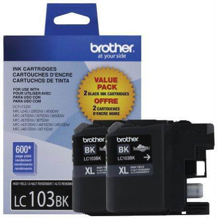 OEM Brother LC103BK Ink Cartridge Black Dual Pack 600 Yield - TonerParts
