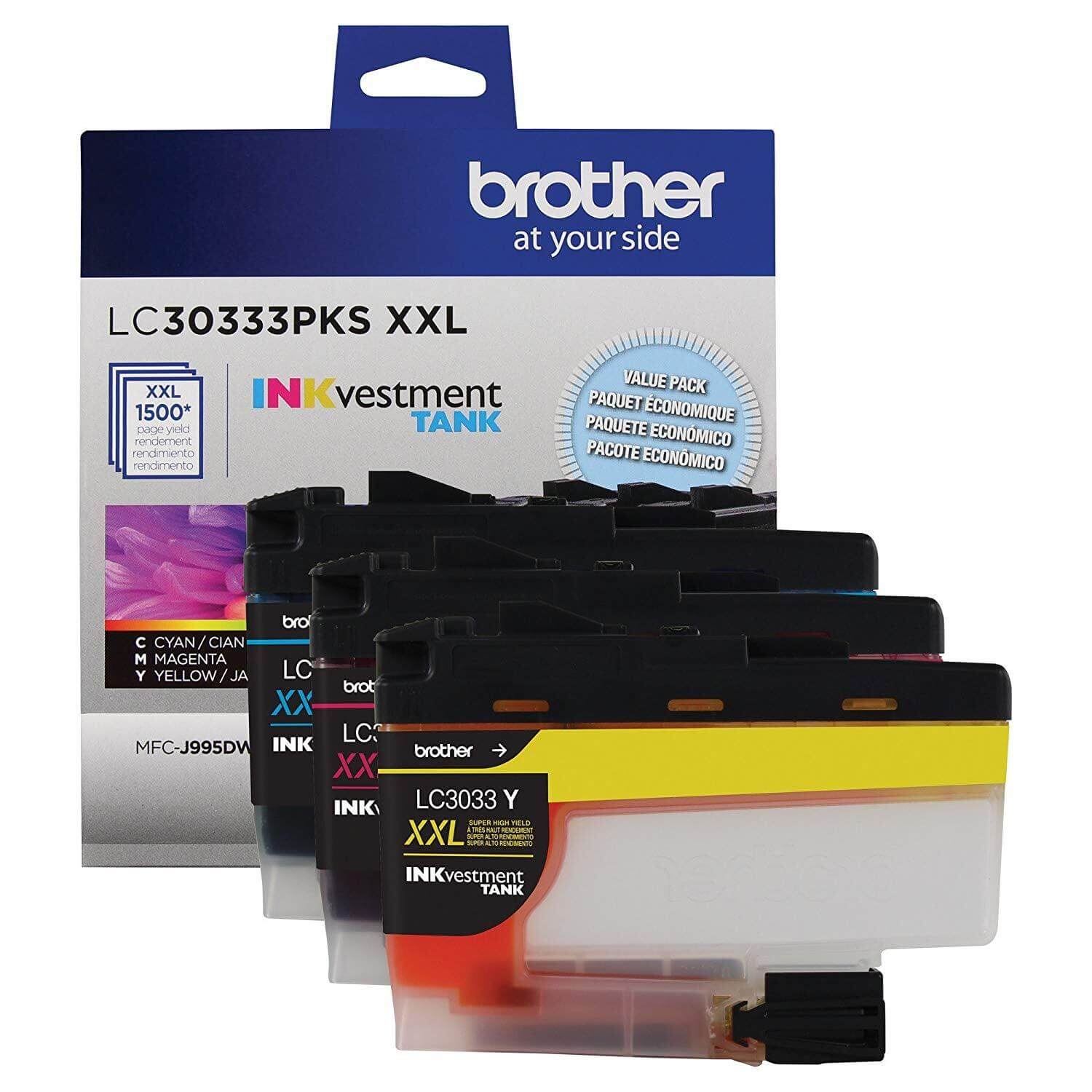 OEM Brother LC3033 LC30333PKS Color Ink Cartridges 3 Pack CYM 1.5K - TonerParts