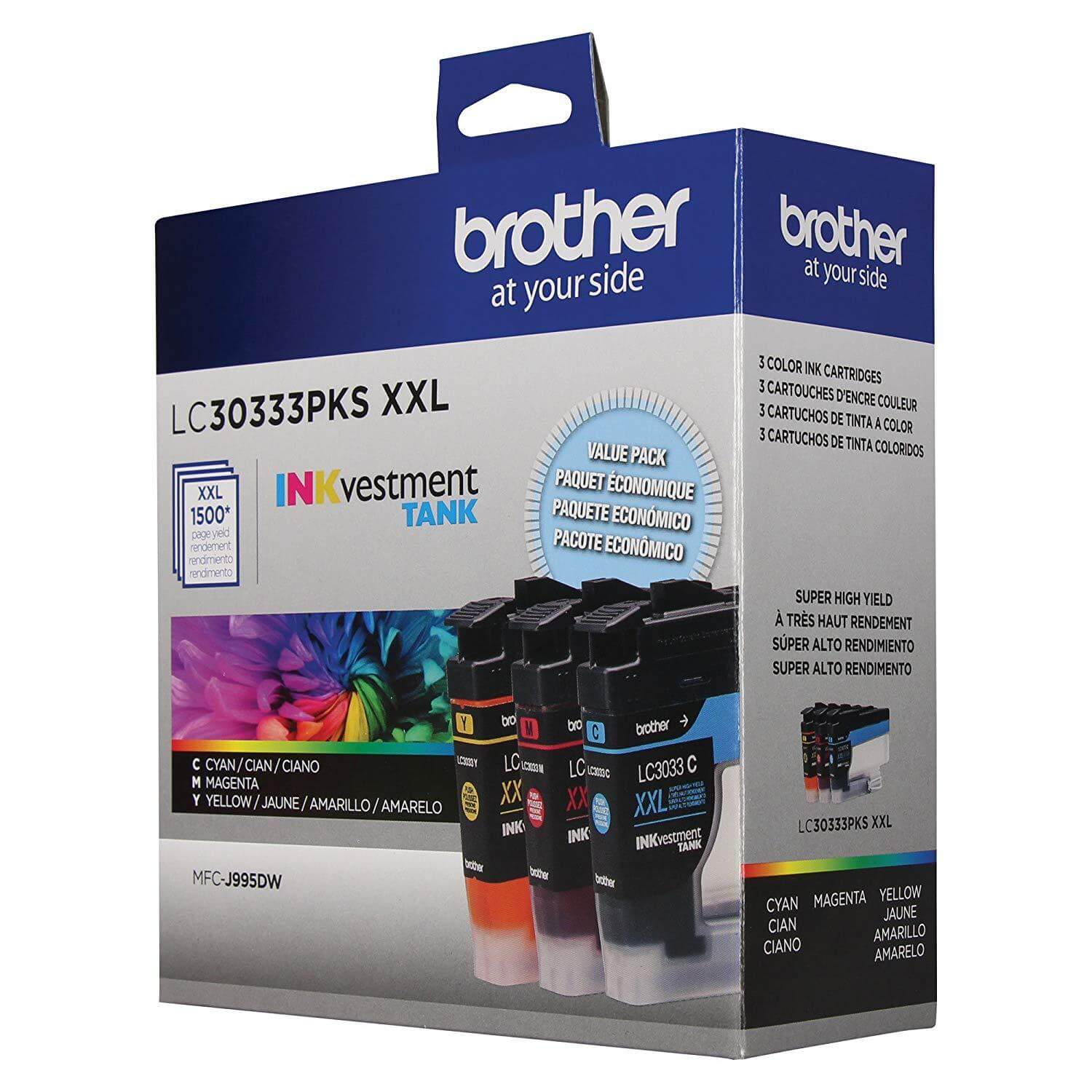 OEM Brother LC3033 LC30333PKS Color Ink Cartridges 3 Pack CYM 1.5K - TonerParts